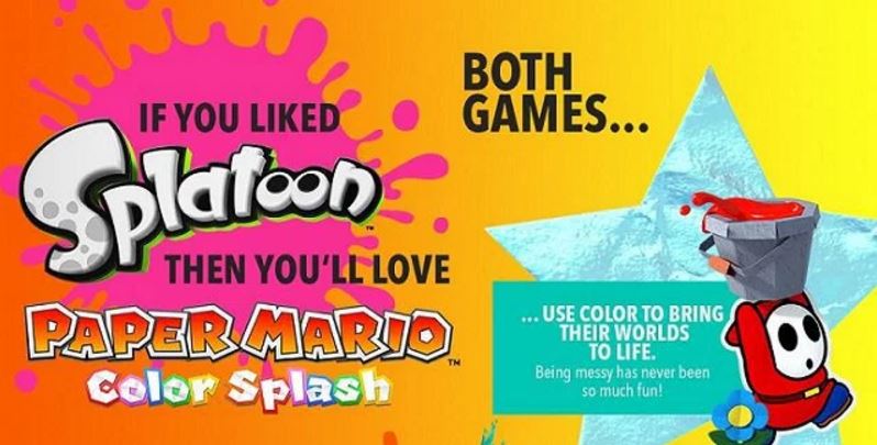 Nintendo compare Paper Mario : Color Splash à Splatoon dans une pub