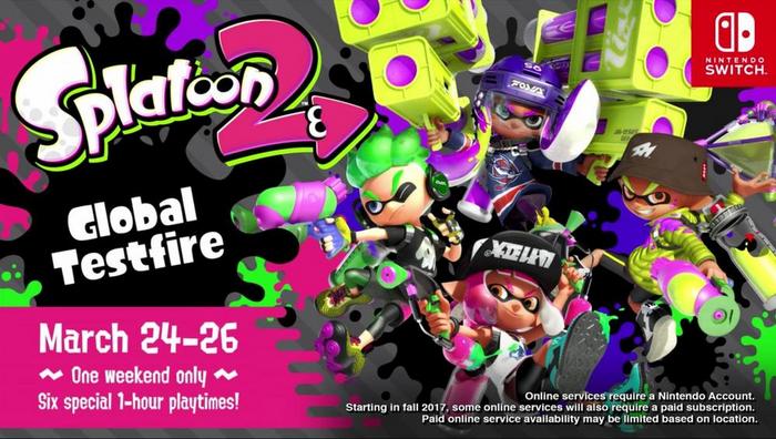 Splatoon 2 Global Testfire annoncé en mars sur Nintendo Switch