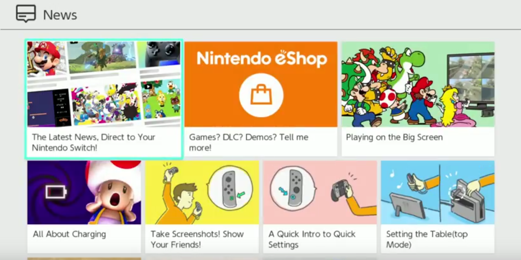 Nintendo Switch : présentation officielle des news et de l’eShop