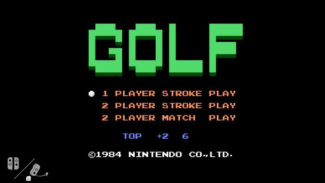 Un émulateur NES avec le jeu Golf découvert dans la Nintendo Switch