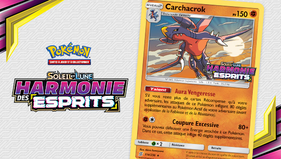 Obtenez une carte Promo Carchacrok de l’extension Soleil et Lune – Harmonie des Esprits du JCC Pokémon
