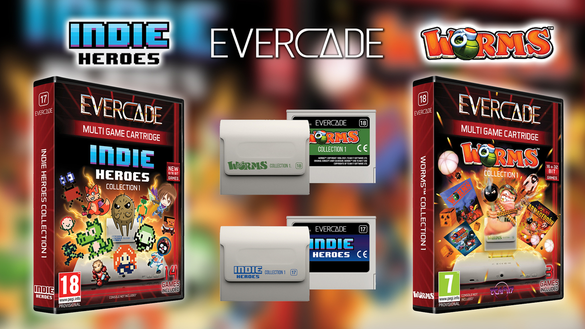 Deux nouvelles cartouches arrivent sur Evercade : Indie Heroes et Worms !