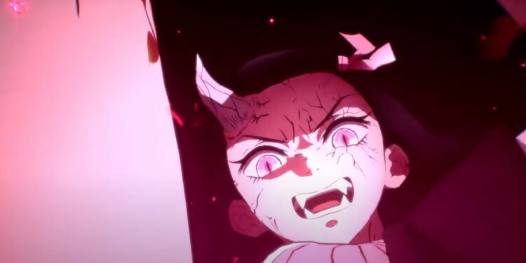 Un aperçu de Nezuko dans sa forme démoniaque avancée sur Nintendo Switch