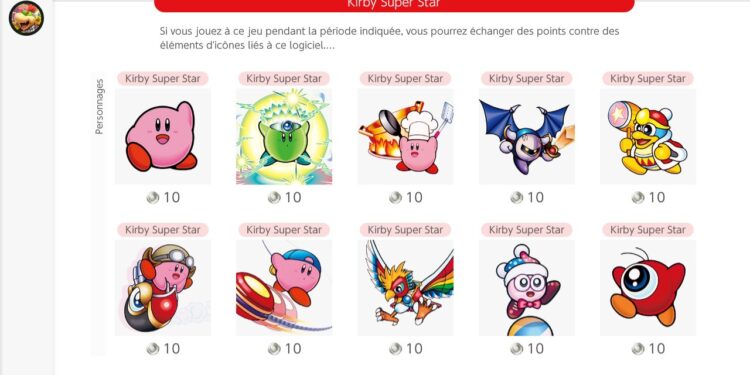 Des icônes Kirby Super Star ont été ajoutées au Nintendo Switch Online