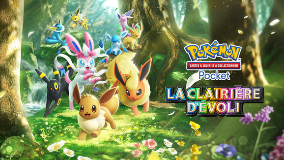 Évoli et ses évolutions au cœur du prochain Booster à thème du JCC Pokémon Pocket : La Clairière d’Évoli