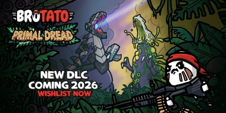 Brotato dévoile son DLC Primal Dread : dinosaures mutants et jungle mécanique en approche
